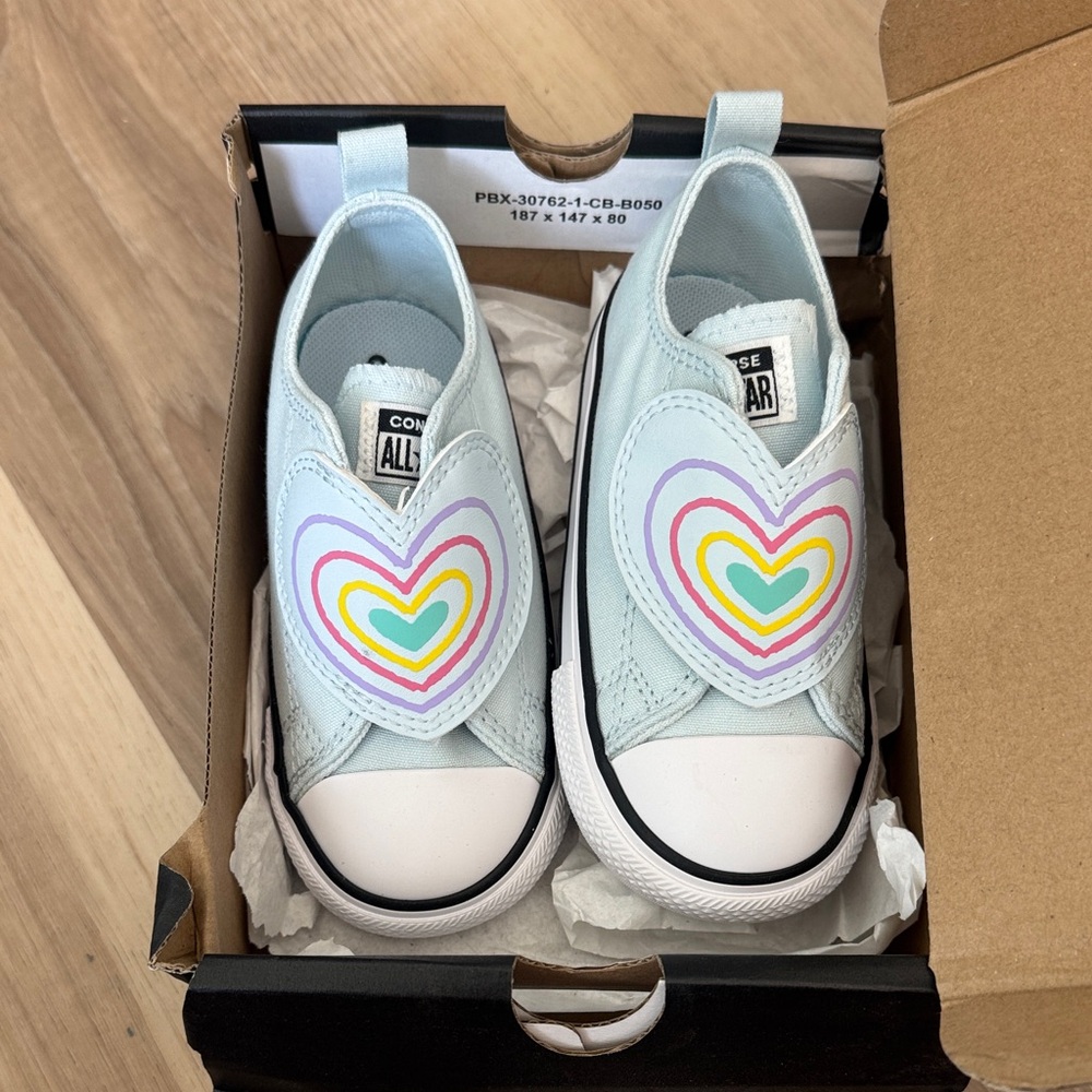 Converse Kids' Sneakers with Heart Design - Light Blue